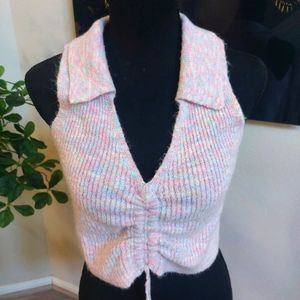 WITTY FOX Young Contemporary Sleeveless Collared Top Size Large.